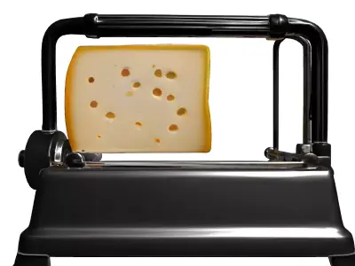 Professional Wire Cheese Slicer with Cheese Low-poly 3D model