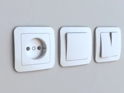 EU wall socket and light switch FREE Free 3D model
