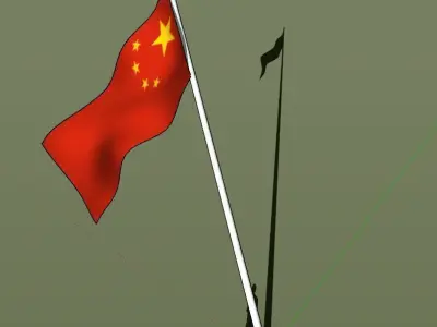 Nation flag with pole 3D Model Pack