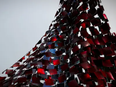 Wave walls futuristic building 3D model