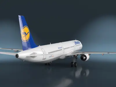  Lufthansa Airbus A321 with Interior and Doors Rigged for Cinema 4D 