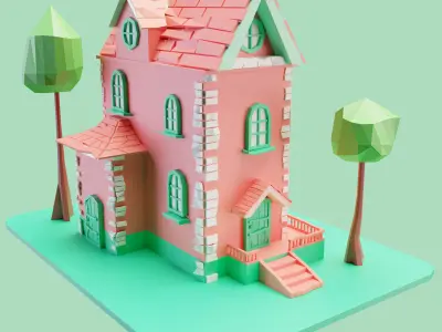 5 lowpoly house Low-poly 3D model