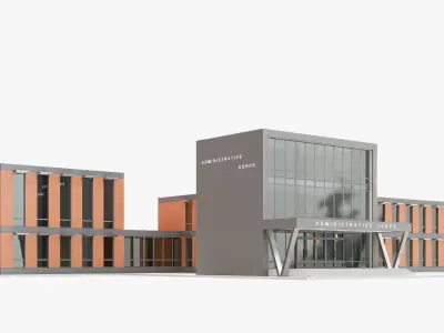 administrative realistic building Low-poly 3D model