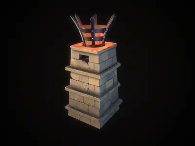 Stylized torch column Low-poly 3D model