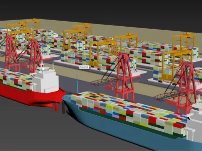 This Is a Low Poly Port Station 3D model