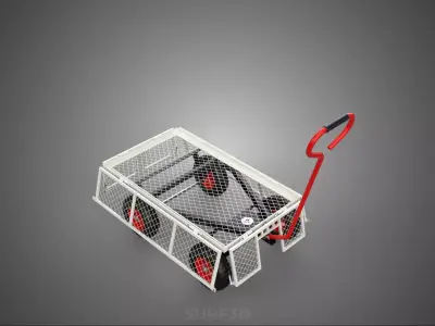 COMPACT FOLDING METAL GRID SIDE MESH TROLLEY CART WAGON DOLLY 4W 3D model