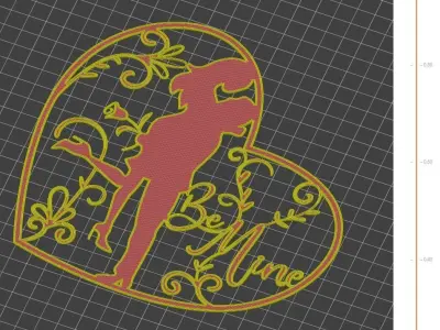 Valentines Day heart couple silhouette gift for your loved one 3D print model