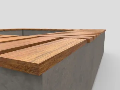 Square Bench Low-poly 3D model