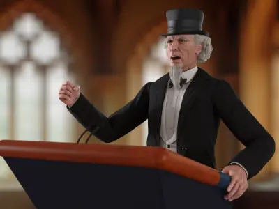  Vintage Politician at Conference Lectern 