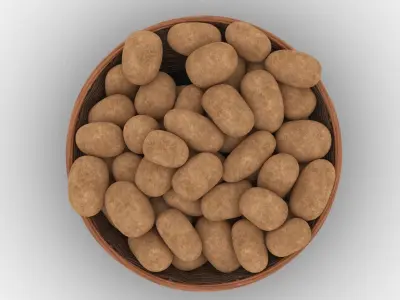 Basket and Potatoes Low-poly 3D model