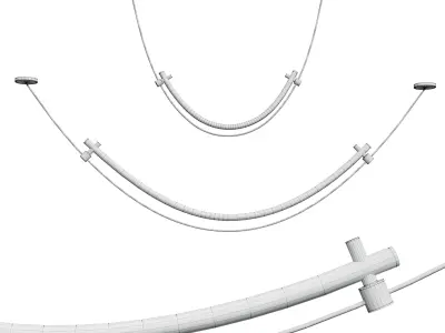 RILDA light fixture with three metal rods Low-poly 3D model