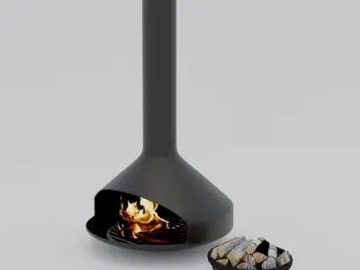 Fireplace and wood model 6 3D 3D model