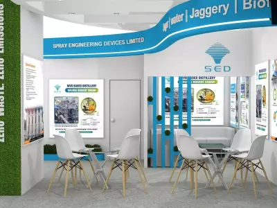 9mtr x 5mtr expo stall 2 side open Exhibition Stand Design Low-poly 3D model