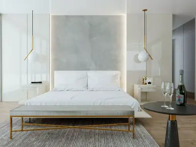 Modern Minimalist Bedroom 055 3D model