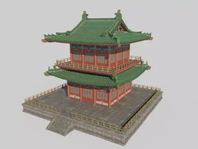 Asian ancient architecture palace attic 3D model