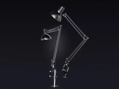 Simple low poly desk lamp with table clamp 3d model Low-poly 3D model