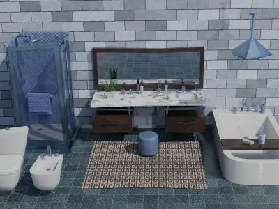 Bathroom pack Low poly Low-poly 3D model