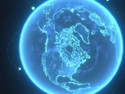 Animated Hologram Planet Earth Sci-Fi 3D Model 4k Textures Low-poly 3D model