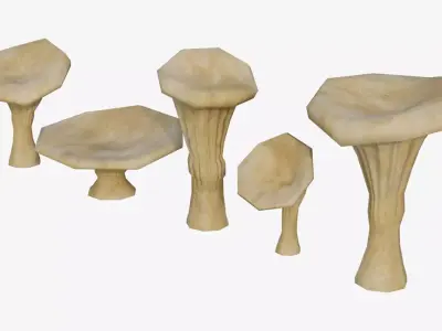 Chanterelle Mushroom Trees Low-poly 3D model