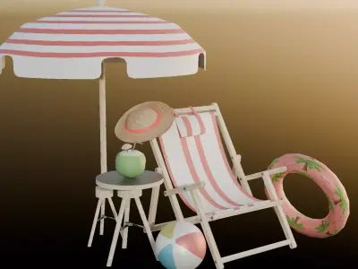 Tropical Summer Scene 3D Asset Kit 3D model