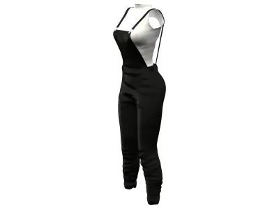 Shiny Leather Coveralls Overalls With Suspenders Low-poly 3D model