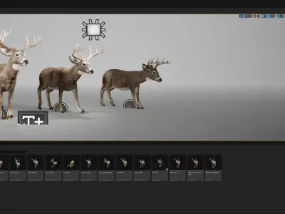 Deer Animated fur UNREAL project Maya base rig 