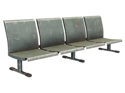 Green Colored Waiting Room Metal Seats 4 Seats Low-poly 3D model