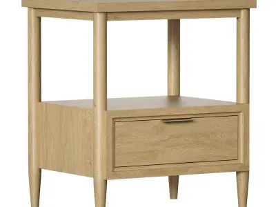 Bodie Natural Oak Wood Kids Nightstand with Drawer 3D model