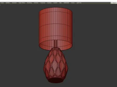 Grey Glass Table Lamp Low-poly 3D model