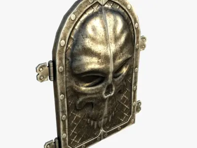 Gate with a Skull Ornament Low-poly 3D model