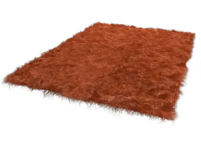 Carpet orange fur rug 3D model