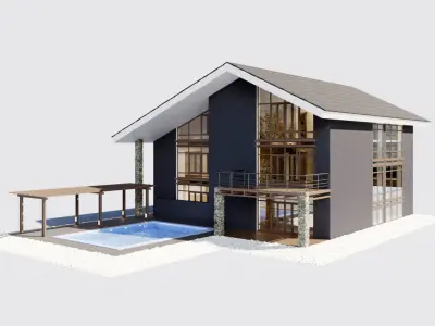 Villa with pool 3D model