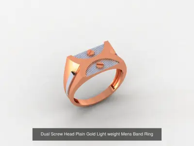 9 Screw Head Plain Gold Light weight minimalist Mens Band  3D Model Pack