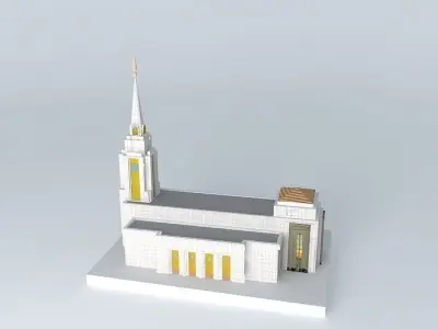 LDS. Templo Mormon, Curitiba Brazil 126 th.operating Temple Free 3D model