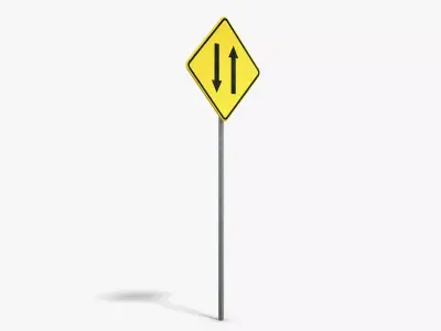 Two Way Sign Low-poly 3D model