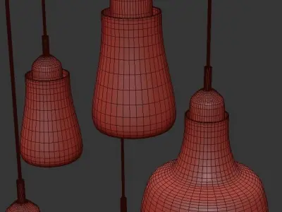 SHADOWS SET five light pendant hanging from metal frame 3D model