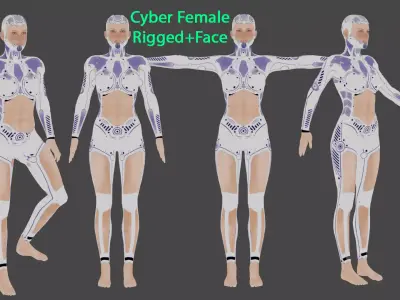 Cyber Female Low-poly 3D model