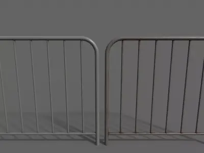 PBR Pedestrian Guard Rail Grey V2 Low-poly 3D model
