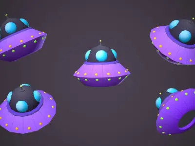 Ufos Cartoony Alien Ships Low-poly 3D model