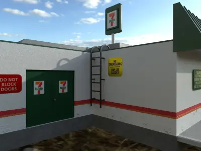 7-11 Convenience Store Exterior Model Low-poly 3D model