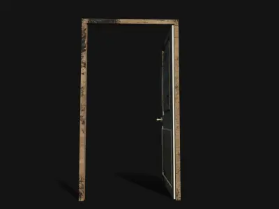 door wood low poly Low-poly 3D model