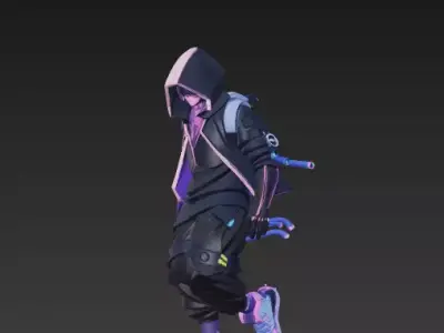 Cyberpunk Character 3D Model - Futuristic Streetwear Neon Style 3D model