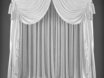 Curtains curtain Low-poly 3D model 6