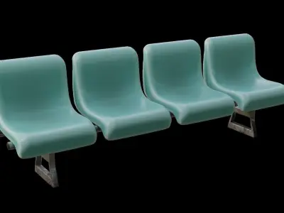 4 Seats Airport Waiting Room Bench Low-poly 3D model