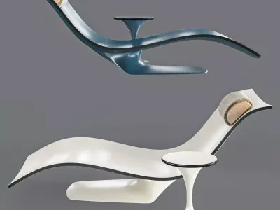 water pool lounge chair and table 3D model