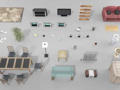 Interior Props Pack Low-poly 3D model