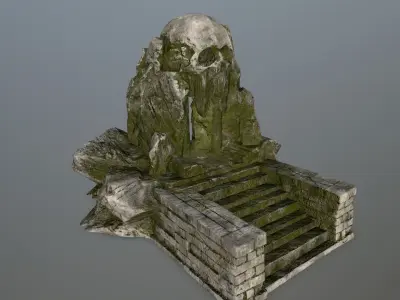 skull cave Low-poly 3D model