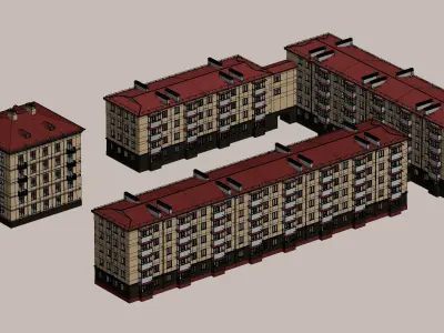 Residential Soviet-Style Apartment Block 3D model