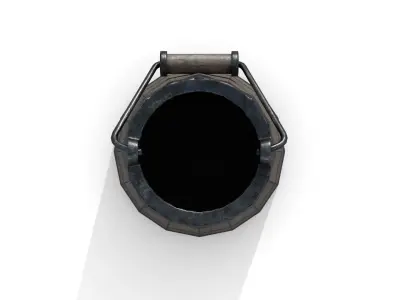 Old Wooden Bucket Low-poly 3D model