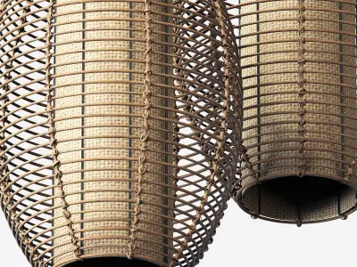 Lamp wicker branch rattan Barrel 3D model